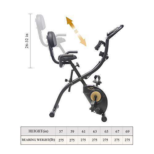 SunFitter Recumbent Bike Folding Exercise Bike Fitness Indoor Cycling Stationary Bike with Resistance Bands for Women Men Home Gym Use - JOY2ESpree