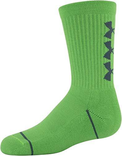 Under Armour Youth Phenom Crew Socks, 3-Pairs , Laser Green/White , Youth Large - JOY2ESpree