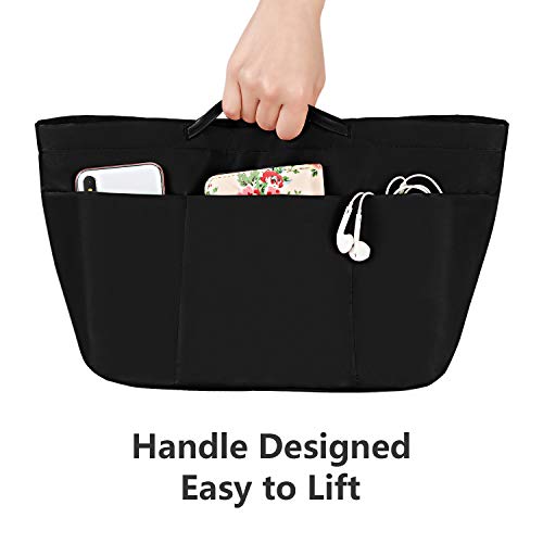 bridawn Nylon Tote Organizer Purse Insert Pocketbook Organizer Insert Handbag Divider with Handles Zipper Closure