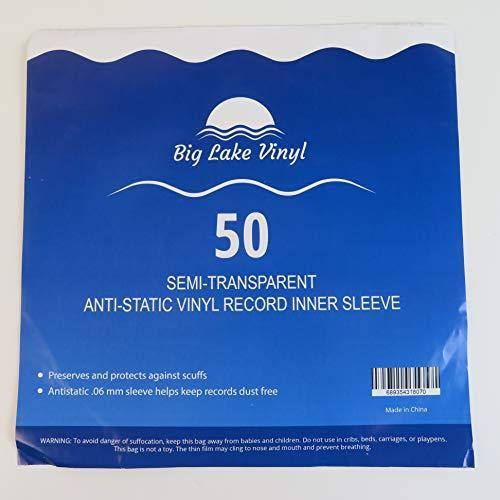 50 Vinyl Record Inner Sleeves-12" Anti-Static Semi Transparent Rounded Bottom Plastic | Protect and Preserve LPs - JOY2ESpree