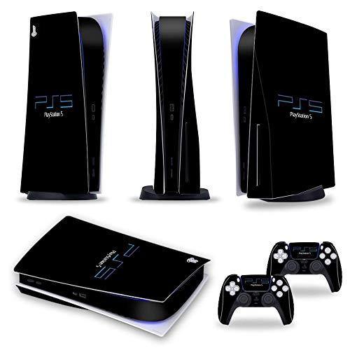 PS5 Black Skin Vinyl Sticker Dustproof Anti-Scratch PS5 Skin Wrap for Playstation 5 Disc Version Console and Dualsense 5 Controllers - PS2 Edition - JOY2ESpree
