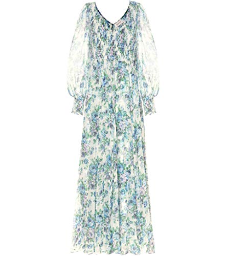 Zimmermann Women's Whitewave Shirred Silk Maxi Dress, Azure Wallpaper Floral, US 6
