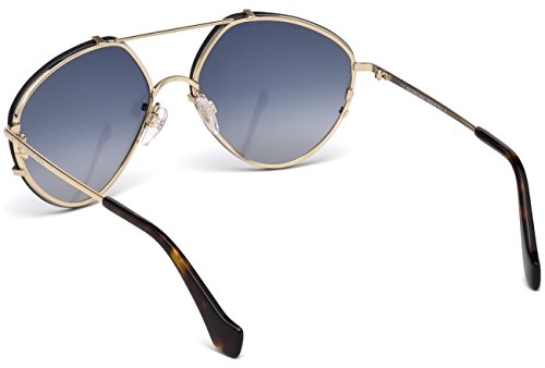 Balenciaga BA0085 Pale Gold Metal/Dark Havana Temple Tip/Gradient Smoke Flash Lens One Size