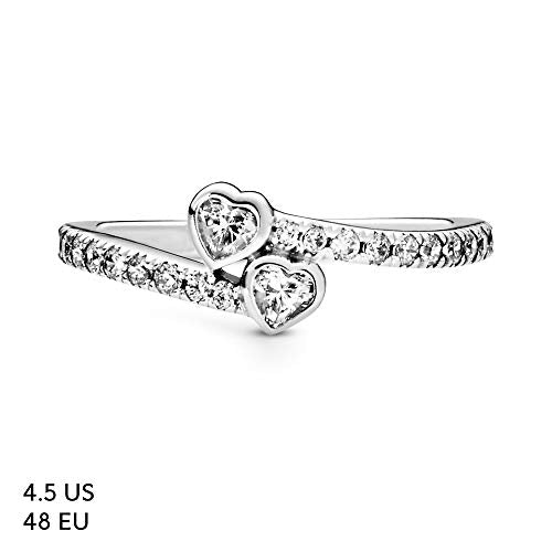 Pandora Jewelry Two Sparkling Hearts Cubic Zirconia Ring in Sterling Silver - JOY2ESpree