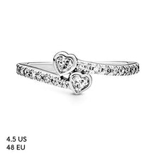 
                        
                          Load image into Gallery viewer, Pandora Jewelry Two Sparkling Hearts Cubic Zirconia Ring in Sterling Silver - JOY2ESpree
                        
                      