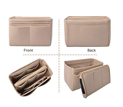 Vercord Felt Organizer Insert for Purse Handbag Tote Bag in Bag Inside Shaper Divider Neo Beige Small