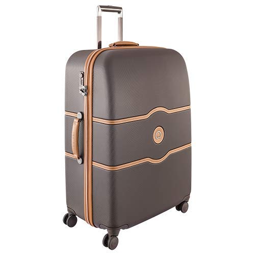 DELSEY Paris Chatelet Hardside Luggage with Spinner Wheels, Chocolate Brown, Checked-Large 28 Inch, with Brake