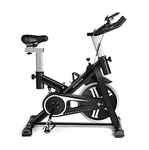 HOMEFITER Indoor Cycling Bike Exercise Bike Stationary Fitness Workout Bikes with Comfortable Seat Cushion LCD Monitor, Silent Smooth- Solid Black - JOY2ESpree