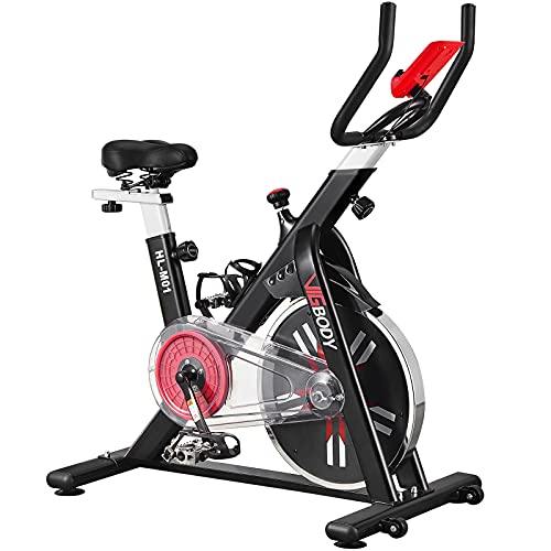 VIGBODY Exercise Stationary Bike Workout Bike Cardio Cycling Indoor Home Gym Office,Upright Belt Drive With LCD Monitor&Comfortable Seat Cushion - JOY2ESpree