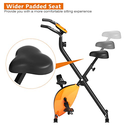 GYMAX Folding Stationary Bike, Stationary Upright Bike with LCD Monitor - JOY2ESpree