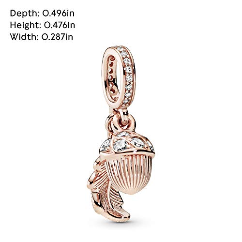 Pandora Jewelry Acorn and Leaf Dangle Cubic Zirconia Charm in Pandora Rose - JOY2ESpree