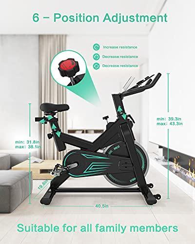 Indoor Cycling Bike Stationary - Exercise Bike for Home Cardio Workout with Comfortable Seat Cushion & Silent Belt Drive & Pad Holder - JOY2ESpree
