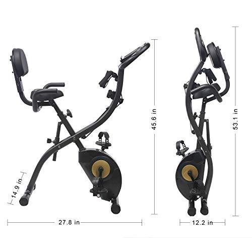 SunFitter Recumbent Bike Folding Exercise Bike Fitness Indoor Cycling Stationary Bike with Resistance Bands for Women Men Home Gym Use - JOY2ESpree
