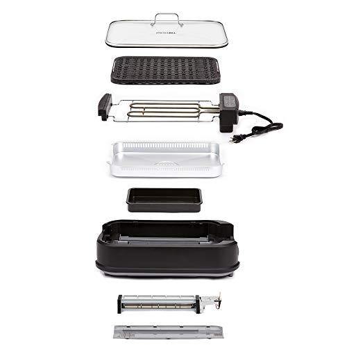 Power XL Smokeless Electric Indoor Removable Grill and Griddle Plates, Nonstick Cooking Surfaces, Glass Lid, 1500 Watt, 21X 15.4X 8.1, black - JOY2ESpree