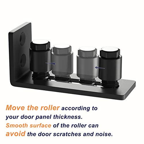SMARTSTANDARD Sliding Barn Door Bottom Adjustable Floor Guide Roller, Black, Smoothly and Quietly, Easy to Install (2 Rollers)