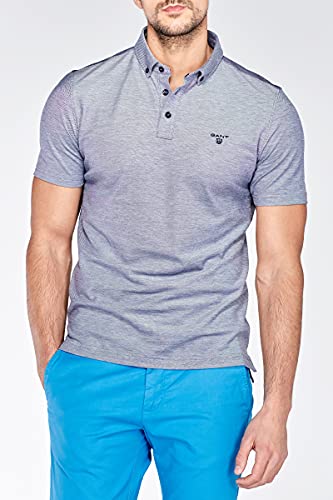 GANT Men's Oxford Pique Short Sleeve Rugger Polo (222181), Medium, Persian Blue - JOY2ESpree