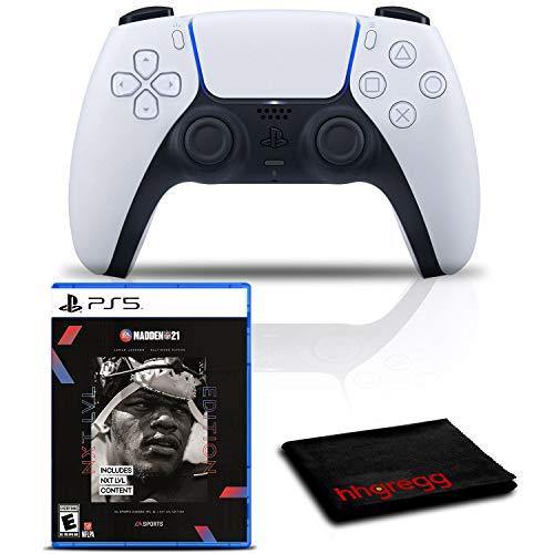 PlayStation 5 DualSense Wireless Controller Bundle with Madden NFL 21 Next Level Edition PS5 Game and 6Ave Cleaning Cloth - JOY2ESpree
