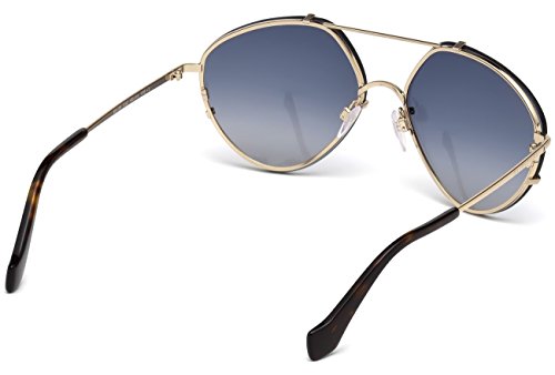 Balenciaga BA0085 Pale Gold Metal/Dark Havana Temple Tip/Gradient Smoke Flash Lens One Size