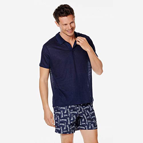 Vilebrequin Men's Pyramid Solid Linen Jersey Polo