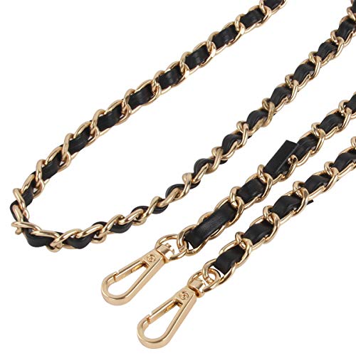 kilofly 2pc Gold Plated Faux Leather Removable Clutch Chain Shoulder Straps Set