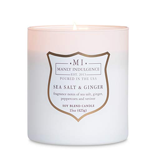 Manly Indulgence Sea Salt & Ginger Scented Jar Candle, 15 Oz, White