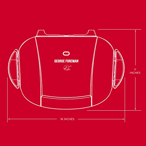 George Foreman 5-Serving Removable Plate Electric Indoor Grill and Panini Press, Red, GRP0004R, 17.2 x 12.1 x 6.2 inches - JOY2ESpree