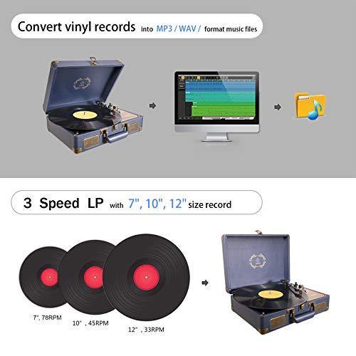 Record Player, LUKER Portable Suitcase Bluetooth Turntable for Vinyl Record - JOY2ESpree
