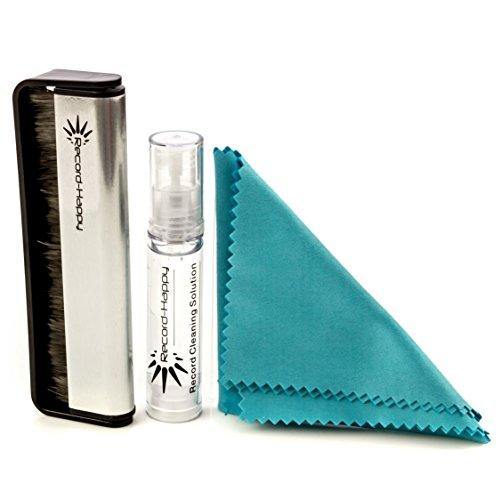 Vinyl Record Cleaning Brush Set - Carbon Fiber Brush, Microfiber Cloth and Anti-Static Solution Kit by Record-Happy. - JOY2ESpree