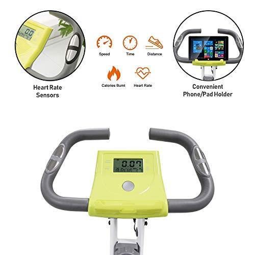 leikefitness LEIKE X Bike Ultra-Quiet Folding Exercise Bike, Magnetic Upright Bicycle with Heart Rate,LCD Monitor and easy to assemble 2200 (YELLOW) - JOY2ESpree