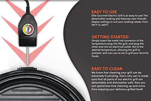Elite Gourmet Smokeless Indoor Electric BBQ Grill with Glass Lid Dishwasher Safe - JOY2ESpree