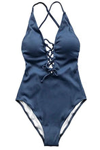 
                        
                          गैलरी व्यूवर में इमेज लोड करें, CUPSHE Women's Solid Color V Neck Lace Up One Piece Swimsuit
                        
                      