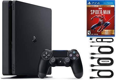 2020 Sony Playstation 4 1TB Slim Console Bundle with Marvel's Spider-Man: Game of The Year Disk Edition + VGSION HDMI Cable - JOY2ESpree