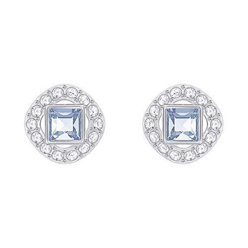 Swarovski Crystal Blue Angelic Square Rhodium-Plated Earrings - JOY2ESpree