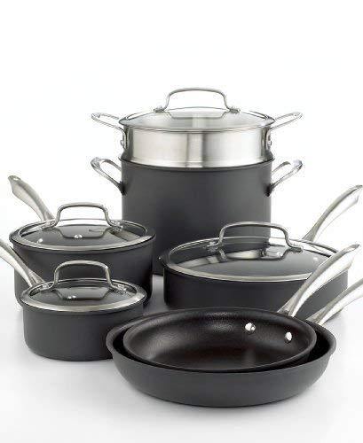 Cuisinart Dishwasher Safe Hard-Anodized 11-Piece Cookware Set, Black - JOY2ESpree