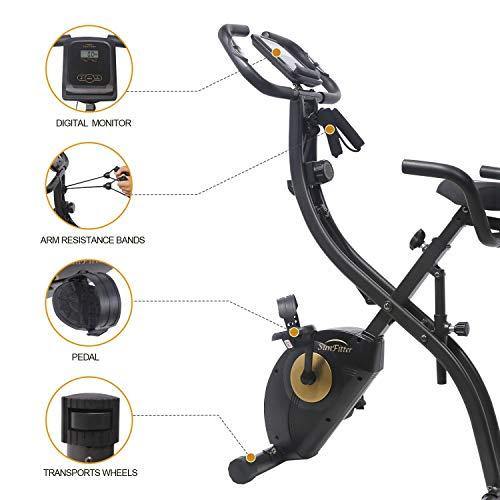 SunFitter Recumbent Bike Folding Exercise Bike Fitness Indoor Cycling Stationary Bike with Resistance Bands for Women Men Home Gym Use - JOY2ESpree