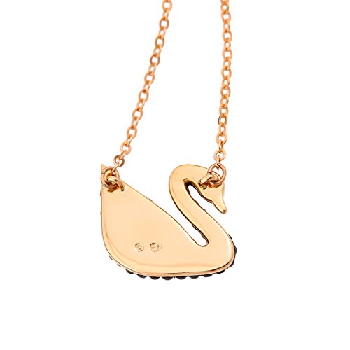 SWAROVSKI Women's Iconic Swan Jewelry Collection, Rose Gold Tone Finish, Black Crystals - JOY2ESpree