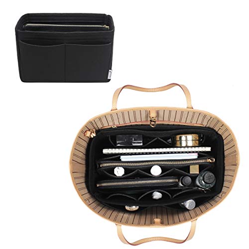 Purse Organizer Insert, Bag Organizer, Bag in Bag, Perfect for Speedy Neverfull and More, 5 Size (X-Large, Black)