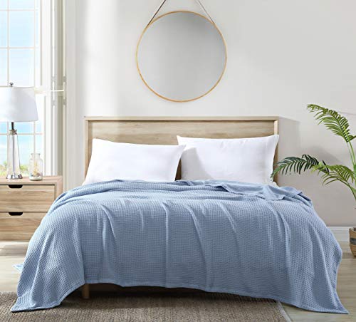 Tommy Bahama Home | Bahama Coast | Blanket-100% Cotton, Hypoallergenic & Ultra-Soft, All Season Bedding, Full/Queen, Blue
