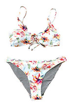 
                        
                          画像をギャラリービューアに読み込む, CUPSHE Women's Reversible Lace Up Bikini Sets Floral and Striped
                        
                      