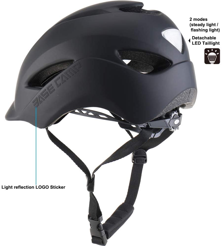 BASE CAMP Adult Bike Helmet with Rear Light for Urban Commuter Adjustable M Size