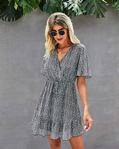 KIRUNDO 2021 Women’s Summer Short Sleeve Ruffle Floral Dress