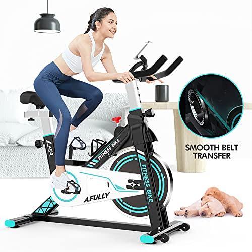 Afully Indoor Exercise Bikes Stationary, Fitness Bike Upright Cycling Belt Drive - JOY2ESpree