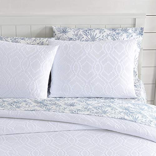 Tommy Bahama | Waffle Collection | Comforter Set Cotton Bedding in a Reversible Waffle Weave Texture, King, White,USHSA51166596,3