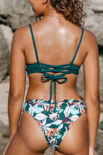 
                        
                          Load image into Gallery viewer, CUPSHE Women's Scalloped Edge Printed Lace Up Bikini Sets
                        
                      