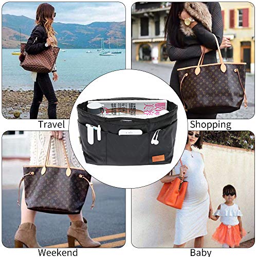 iN. Purse Organizer Insert with zipper Nylon fabric for women Handbags & Totebag