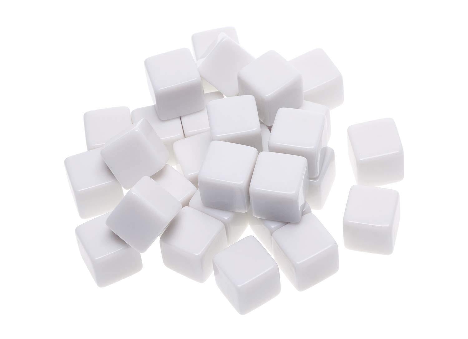 Shapenty 16MM White Acrylic Uniform Blank Dice Cubes for Classroom Board Games - JOY2ESpree
