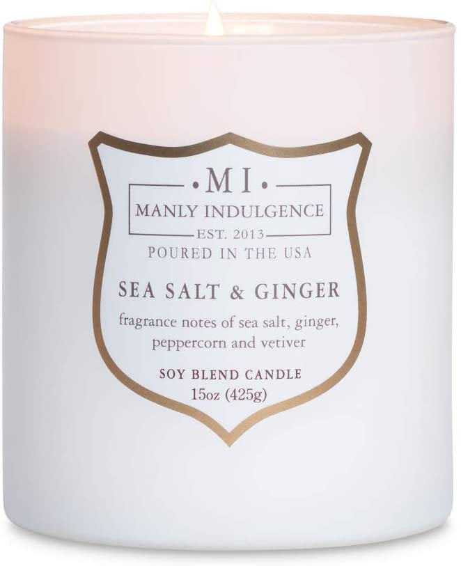 Manly Indulgence Sea Salt & Ginger Scented Jar Candle, 15 Oz, White