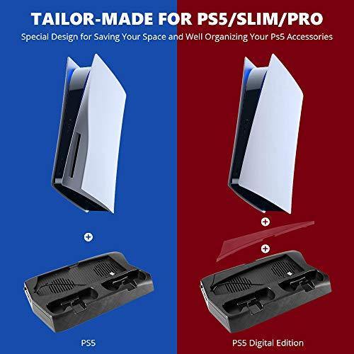 Cooling Vertical Stand for PS5 Console With Dual Controller Charger, Compatible with PlayStation 5 Console & Digital Edition, - JOY2ESpree