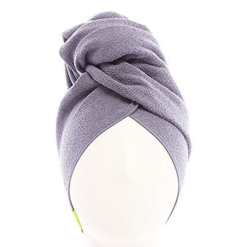 AQUIS - Original Long Hair Towel, Ultra Absorbent & Fast Drying Microfiber Towel for Longer Hair, Dark Grey, Long (19 x 44 Inches)