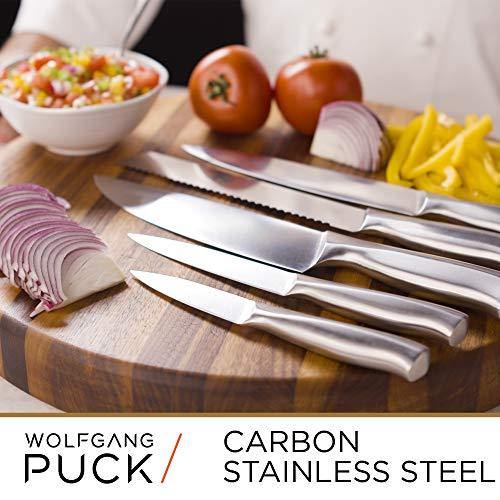 Wolfgang Puck 6-Piece Fully-Forged Stainless Steel Knife Set with Knife Block - JOY2ESpree